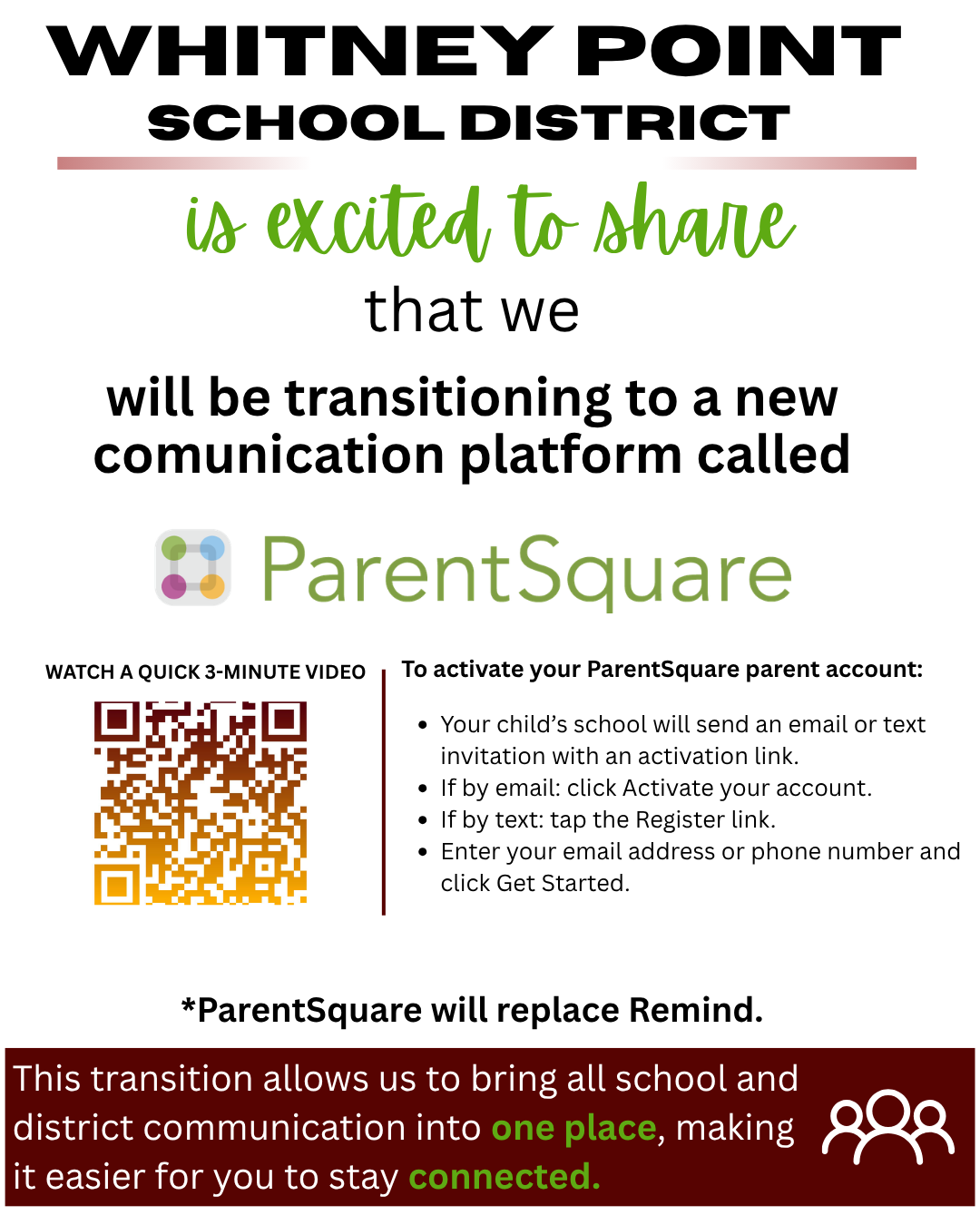 Whitney Point Central School District is excited to share that we will be transitioning to a new communication platform called ParentSquare.